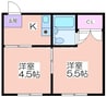 エンゼルハイム萩之茶屋 2Kの間取り