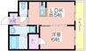 アルファ帝塚山 1LDKの間取り