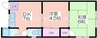 太平マンション 2DKの間取り