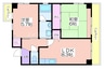 リーデルフェリア住之江 2LDKの間取り