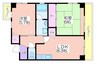 リーデルフェリア住之江 2LDKの間取り