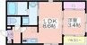 ハーモニーテラス安立Ⅳ 1LDKの間取り