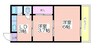 カトレアマンション 2DKの間取り