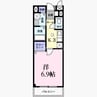 オーク帝塚山 1Kの間取り