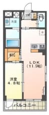 ルーリジェール 1LDKの間取り