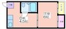 マンション山之内 1DKの間取り