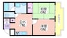 ラフィネシエル 2DKの間取り