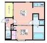 ルカセレーヌ 1DKの間取り