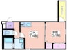 フジパレス我孫子西Ⅱ番館 1DKの間取り