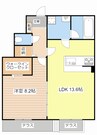 Casa横町 1LDKの間取り