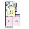 フロントパークこうかⅡ 2DKの間取り