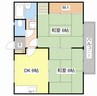 エステート近畿日野Ａ 2DKの間取り