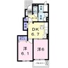メゾンプラシード　Ⅱ 2DKの間取り