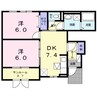 グレイスフル　シャンティ 2DKの間取り