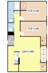ラ・トゥール水口 2LDKの間取り