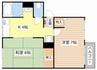 菩提樹ハイツB 2Kの間取り