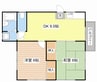 芦田ハイツ 2DKの間取り