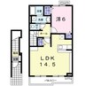 ラシュール　コートⅠ 1LDKの間取り
