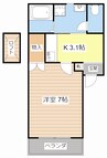 ヴィラシオンびわこ大橋Ⅱ番館 1Kの間取り