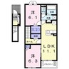 プランドール　ベル 2LDKの間取り