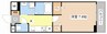ベルフォレ大津京 1Kの間取り