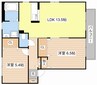 シャーメゾン六条B棟 2LDKの間取り
