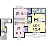 アプリコット宝積 2LDKの間取り