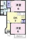 シャン・ド・フルール 2DKの間取り