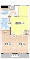 サンコートくすのき 2LDKの間取り