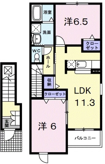 間取図 ピュール　長浜Ａ