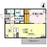 Dレジデンス東近江 1LDKの間取り