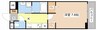 ベルフォレ大津京 1Kの間取り
