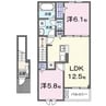 ウィズ・テール南彦根２号館 2LDKの間取り