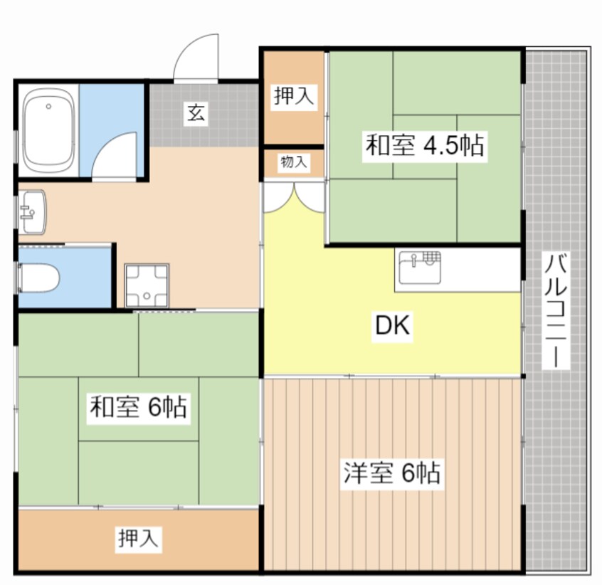 間取図 ビレッジハウス南小足第二2号棟