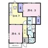 ノースヴィリッジⅡ 2DKの間取り