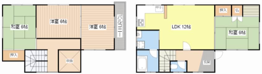 間取図 五個荘3貸家