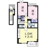 ブリリアント高宮 2LDKの間取り