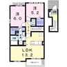 ブランデュール仰木の里Ⅱ 2LDKの間取り
