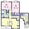 グランアルブルＡ 2LDKの間取り