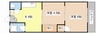 マンション加賀2号棟 2Kの間取り
