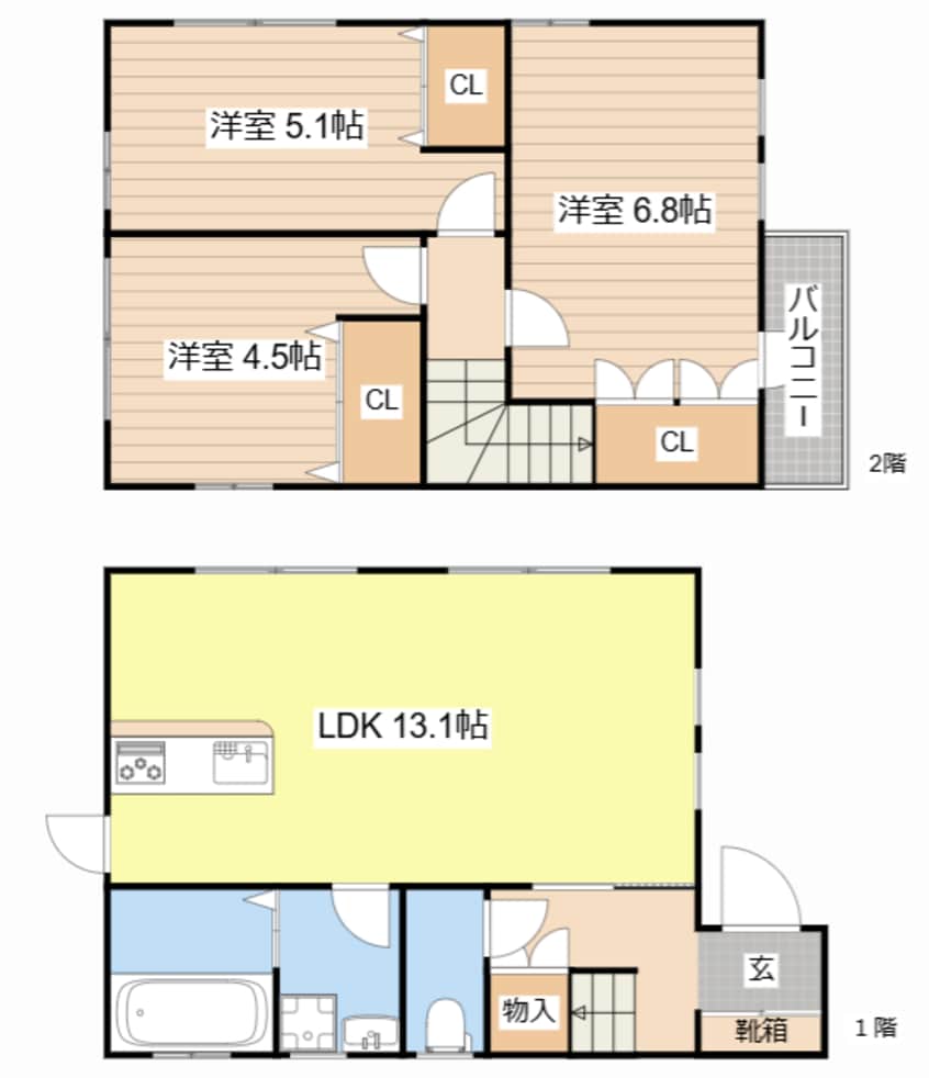 間取図 仰木の里東５丁目貸家