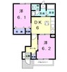 ラフィネシャトレーⅡ番館Ｂ 2DKの間取り