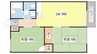 ハイツ物部 2DKの間取り