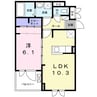 バンブーフォレストＡ 1LDKの間取り