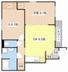 シェソワ ポプリ 1SKの間取り