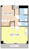 テンプルリバー２番館 1LDKの間取り