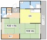 ビレッジハウス外町1号棟 2DKの間取り
