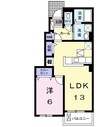 ＠八日市 1LDKの間取り
