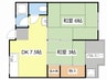 近江八幡ドリームマンションB 2DKの間取り