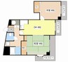 カーサ清水花 2DKの間取り